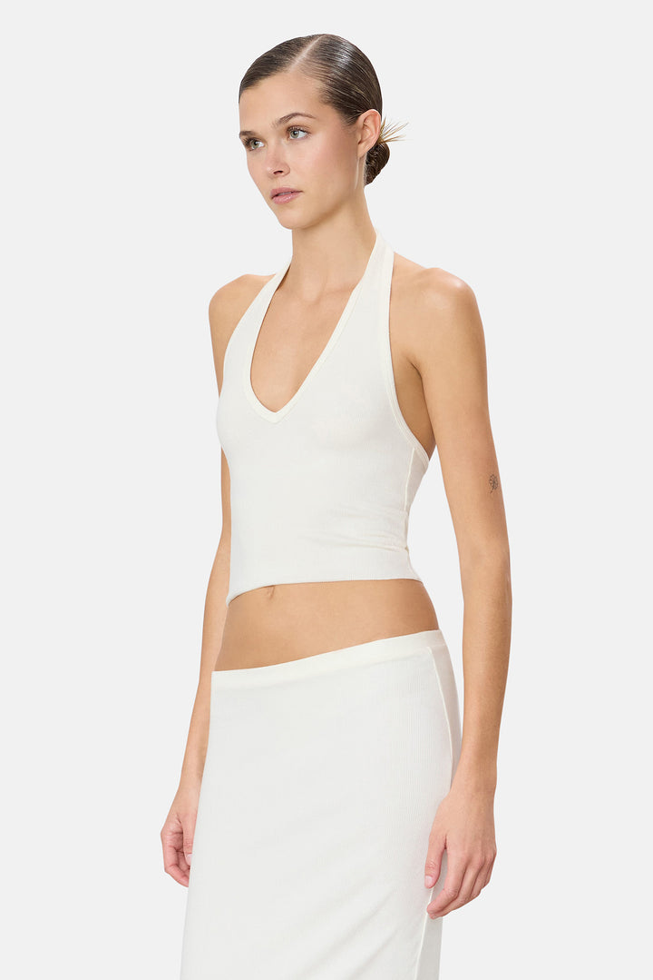 Cropped Halter Top Cream