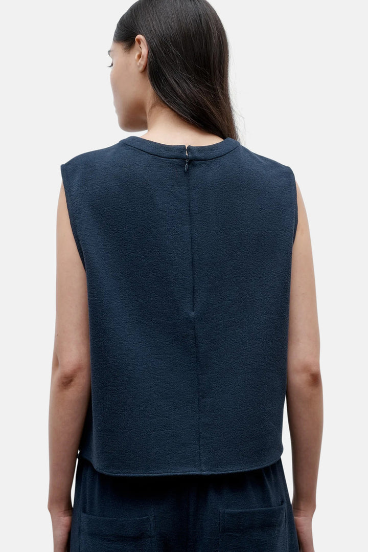 Cropped Muscle Tank In French Terry Midnight