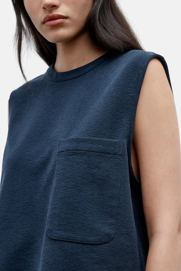 Cropped Muscle Tank In French Terry Midnight