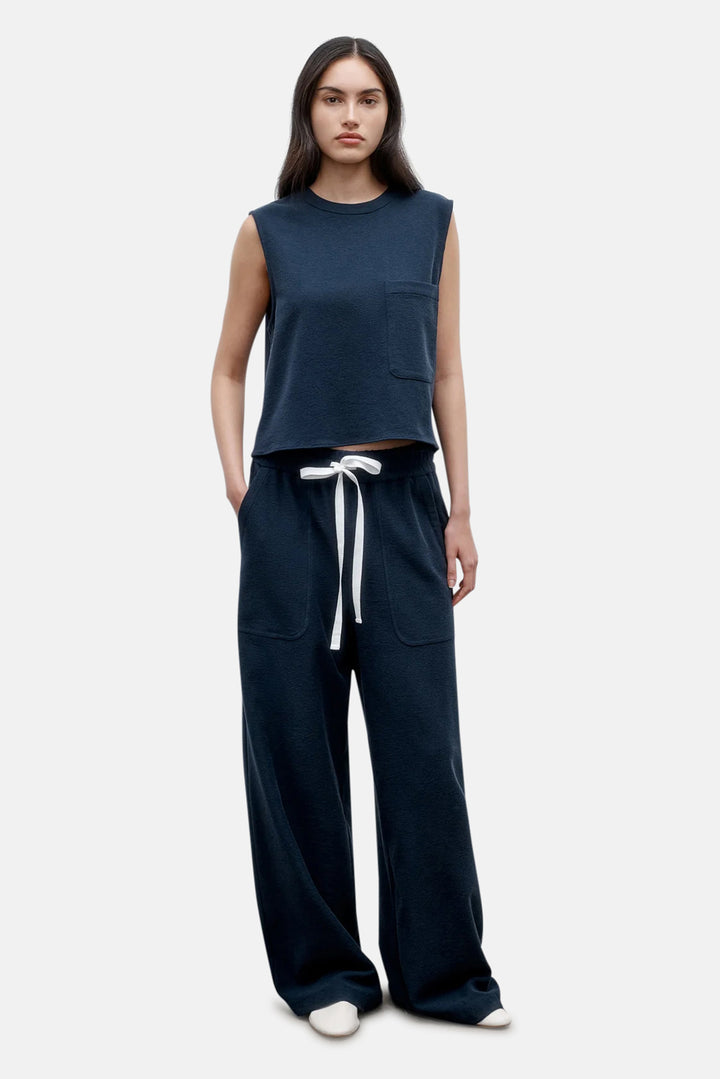 Cropped Muscle Tank In French Terry Midnight
