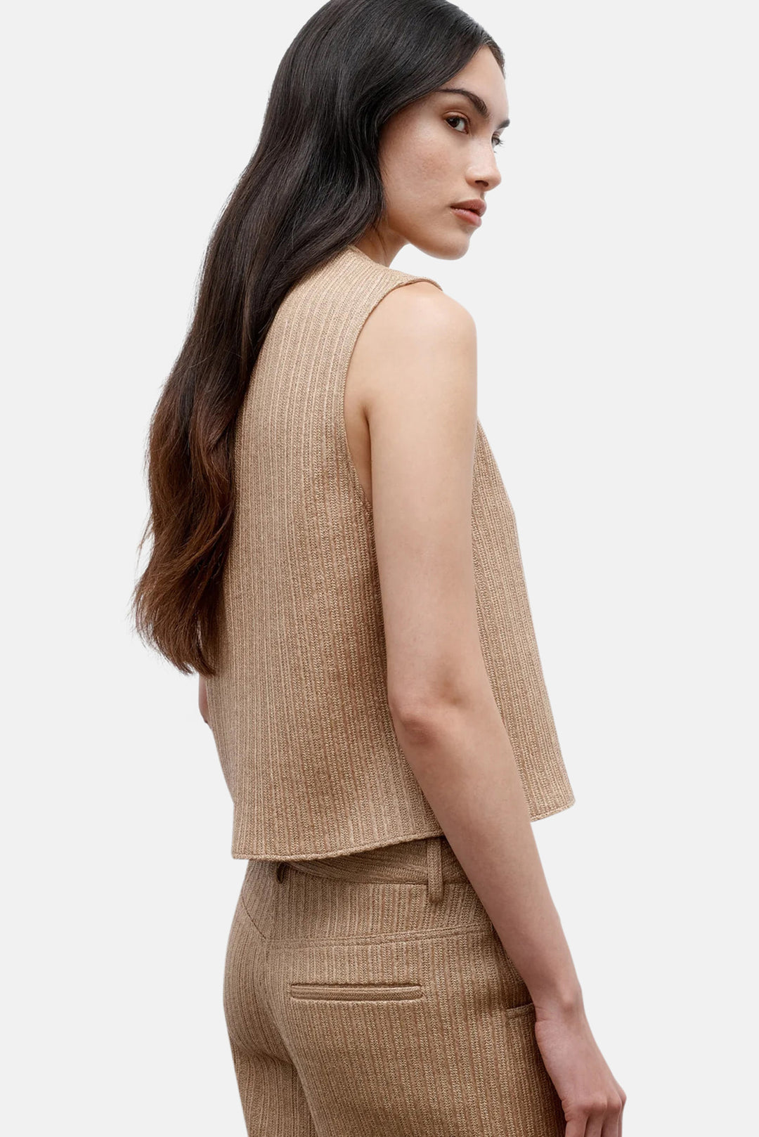 Cropped Muscle Tank In Soft Cotton Raffia Natural