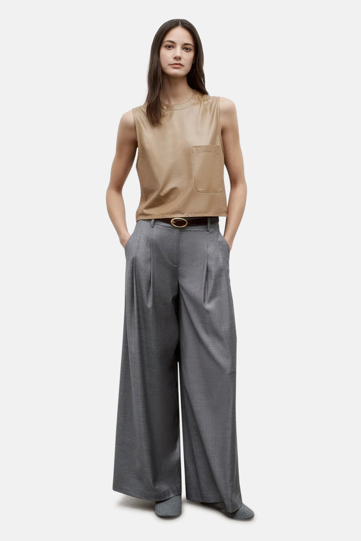 Cropped Muscle Tank Leather Kelp