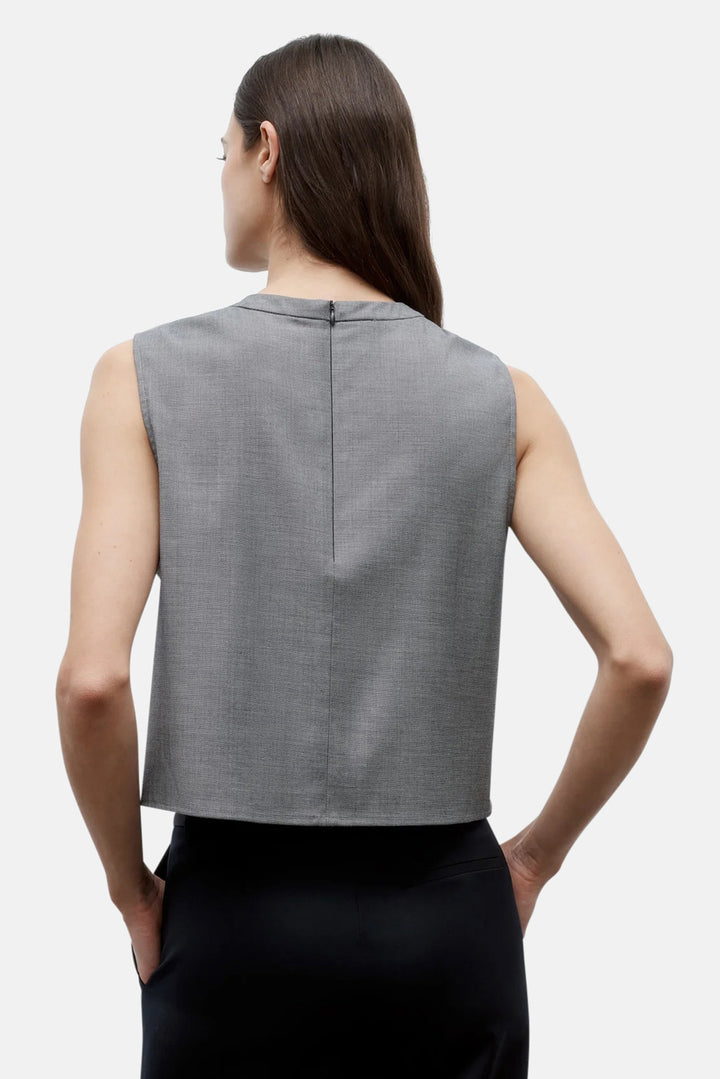 Cropped Muscle Tank in Chintzed Wool