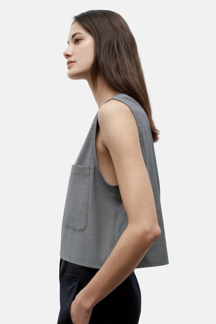 Cropped Muscle Tank in Chintzed Wool