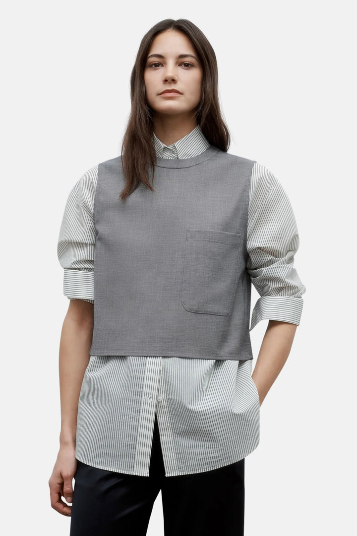 Cropped Muscle Tank in Chintzed Wool