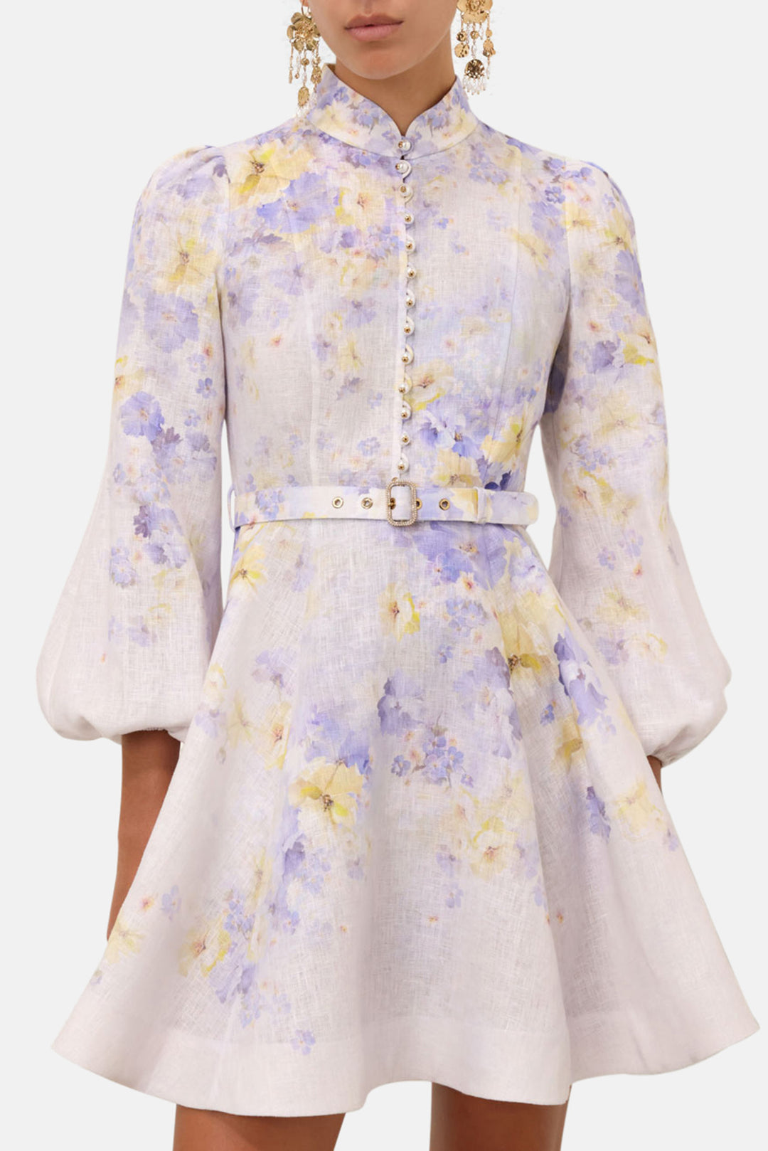 zimmermann purple floral dress ZIMMERMANN v-neck Floral Mini Dress | Purple