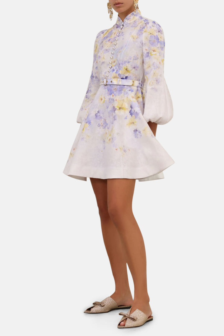 zimmermann purple floral dress Zimmermann Crush Buttoned Mini Dress Lilac Floral – blueandcream