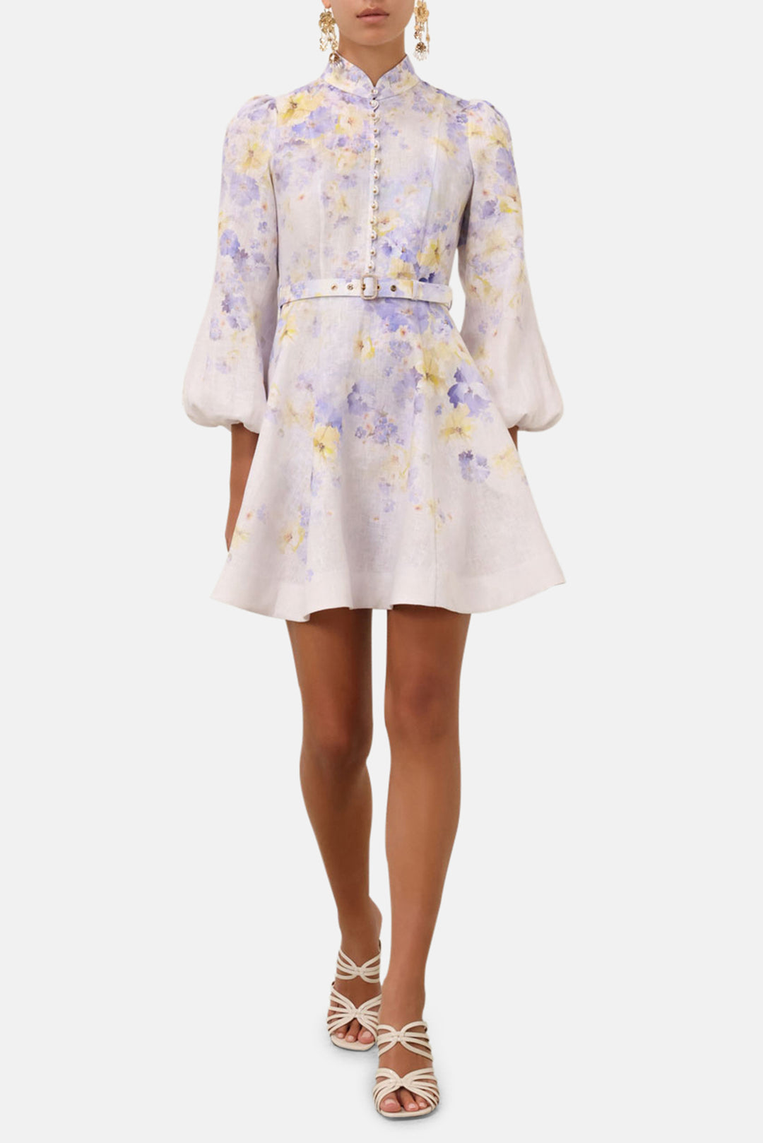 Crush Buttoned Mini Dress Lilac Floral Crush Buttoned Mini Dress Lilac Floral