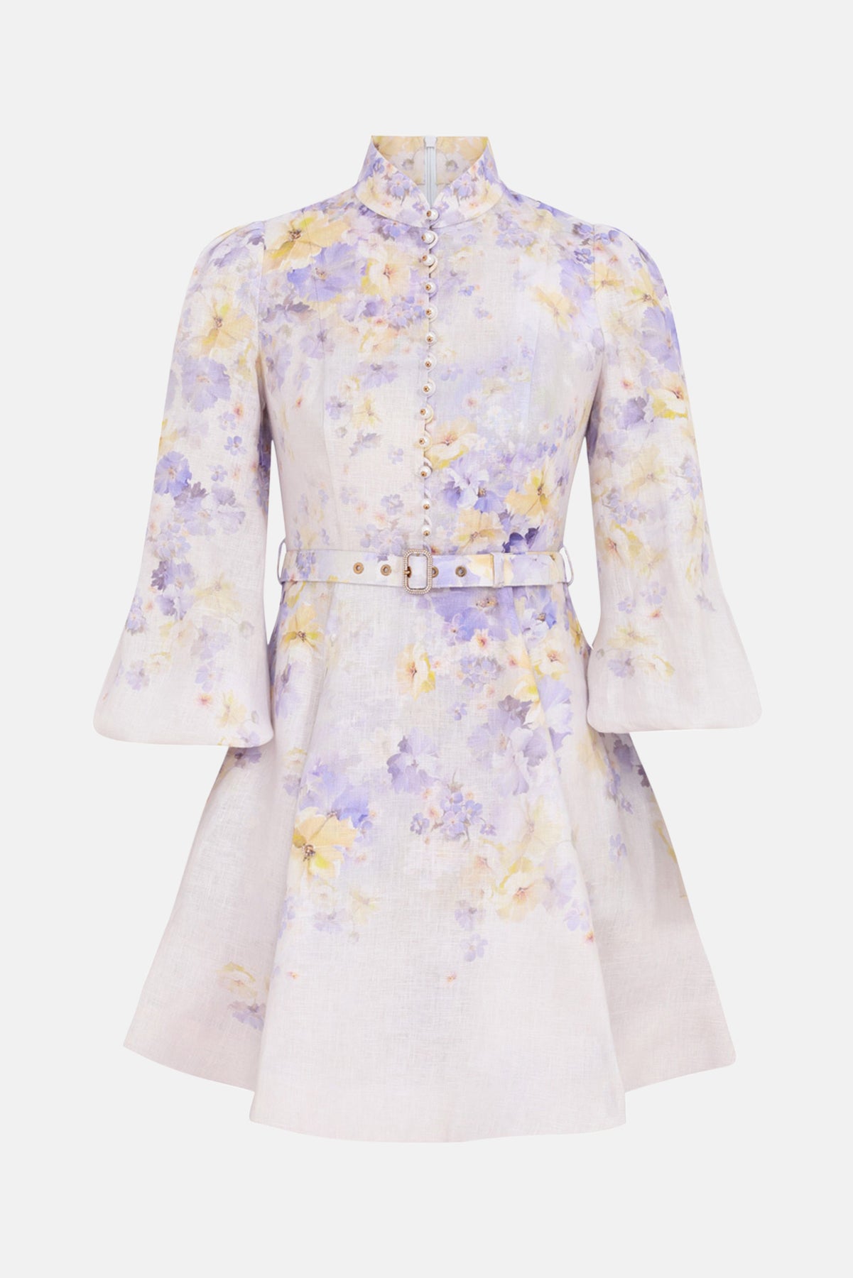 Crush Buttoned Mini Dress Lilac Floral