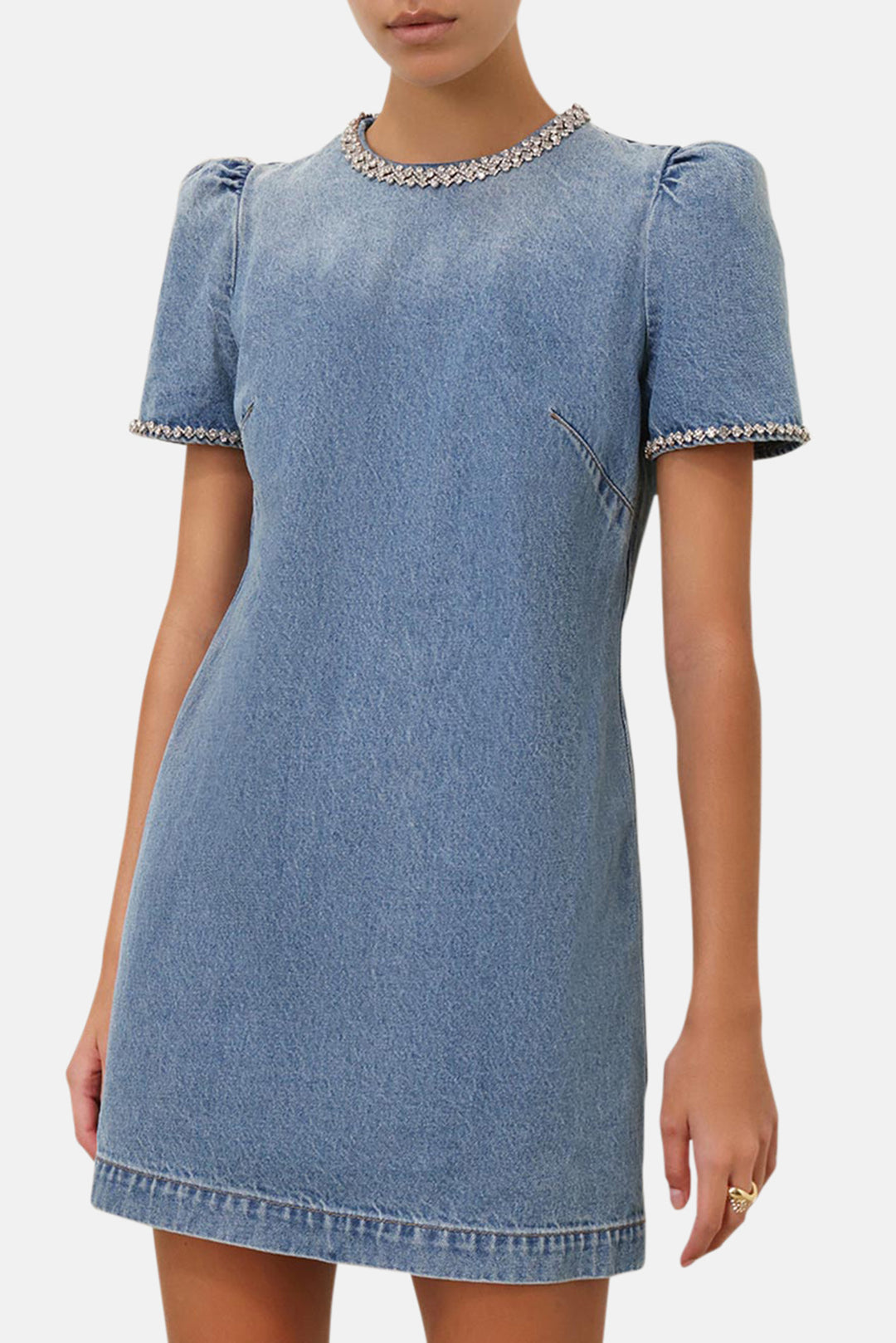 Zimmermann Crush Embelished Denim Dress Blue Moon blueandcream Zimmermann Crush Embelished Denim Dress Blue Moon blueandcream