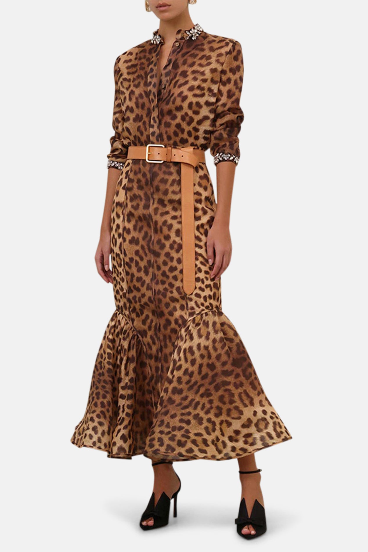 Zimmermann Crush Embellished Body Shirt Leopard – blueandcream