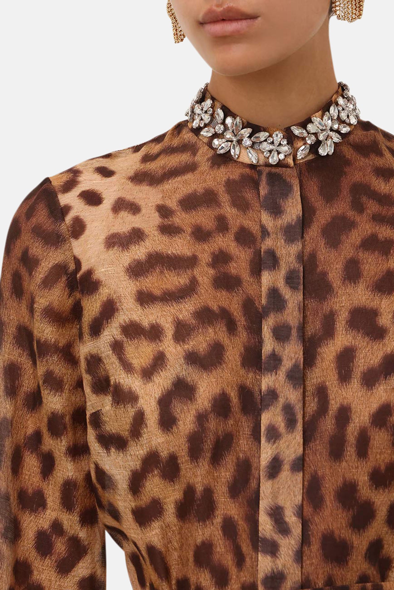 Zimmermann Crush Embellished Body Shirt Leopard – blueandcream