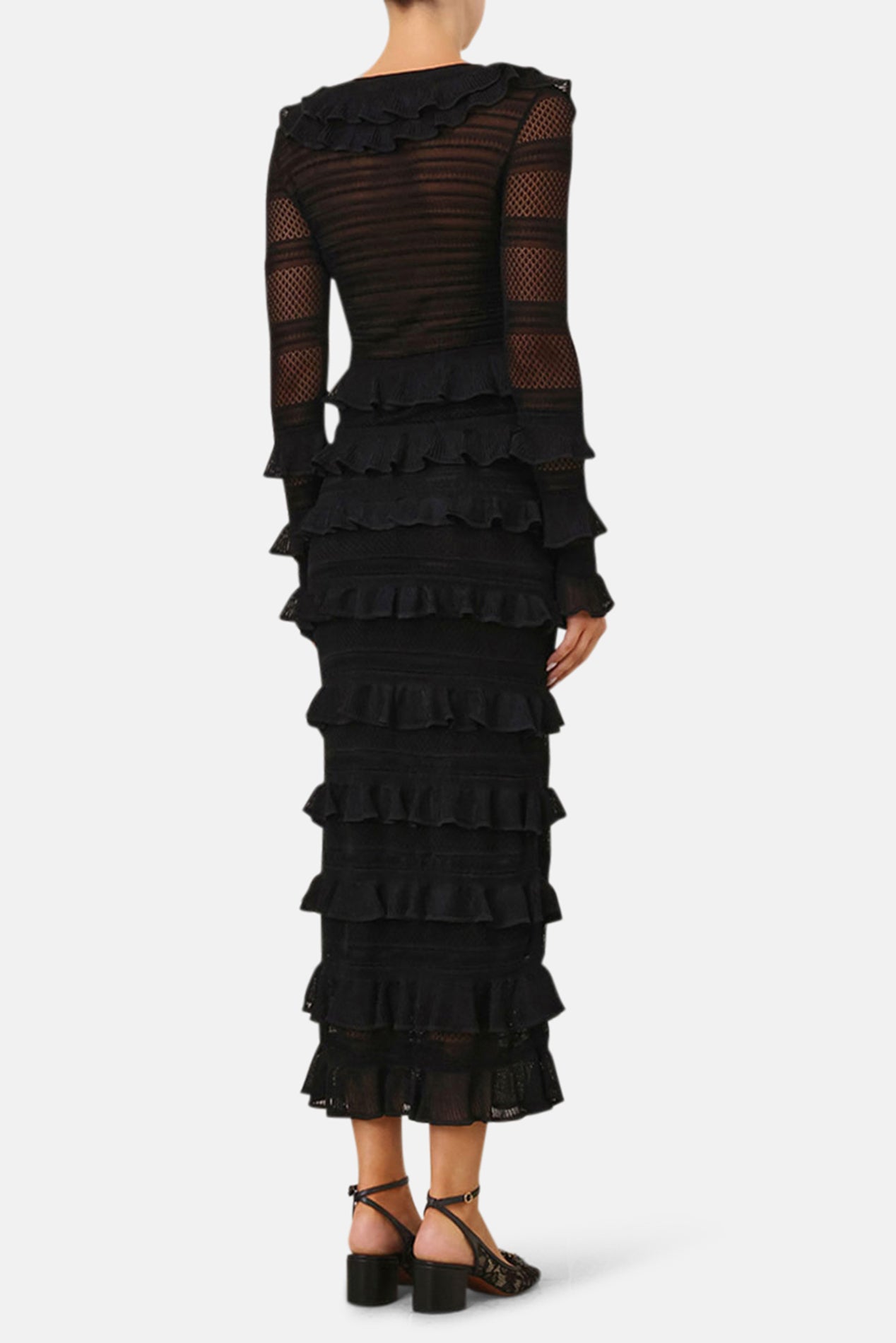 Zimmermann Crush Frilled V-Neck Top Black – blueandcream