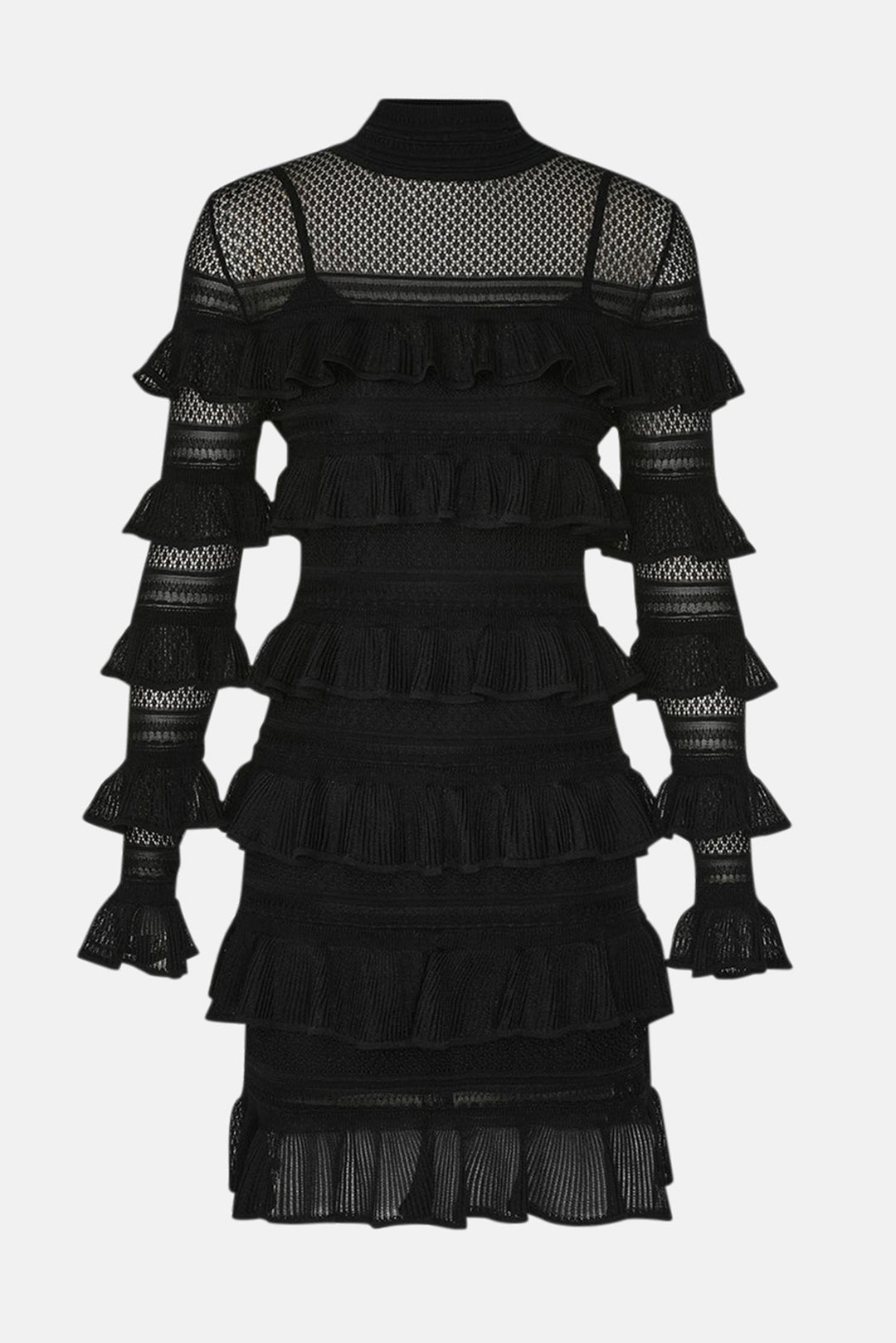 Zimmermann Crush High Neck Frilled Mini Black blueandcream Zimmermann Crush High Neck Frilled Mini Black blueandcream
