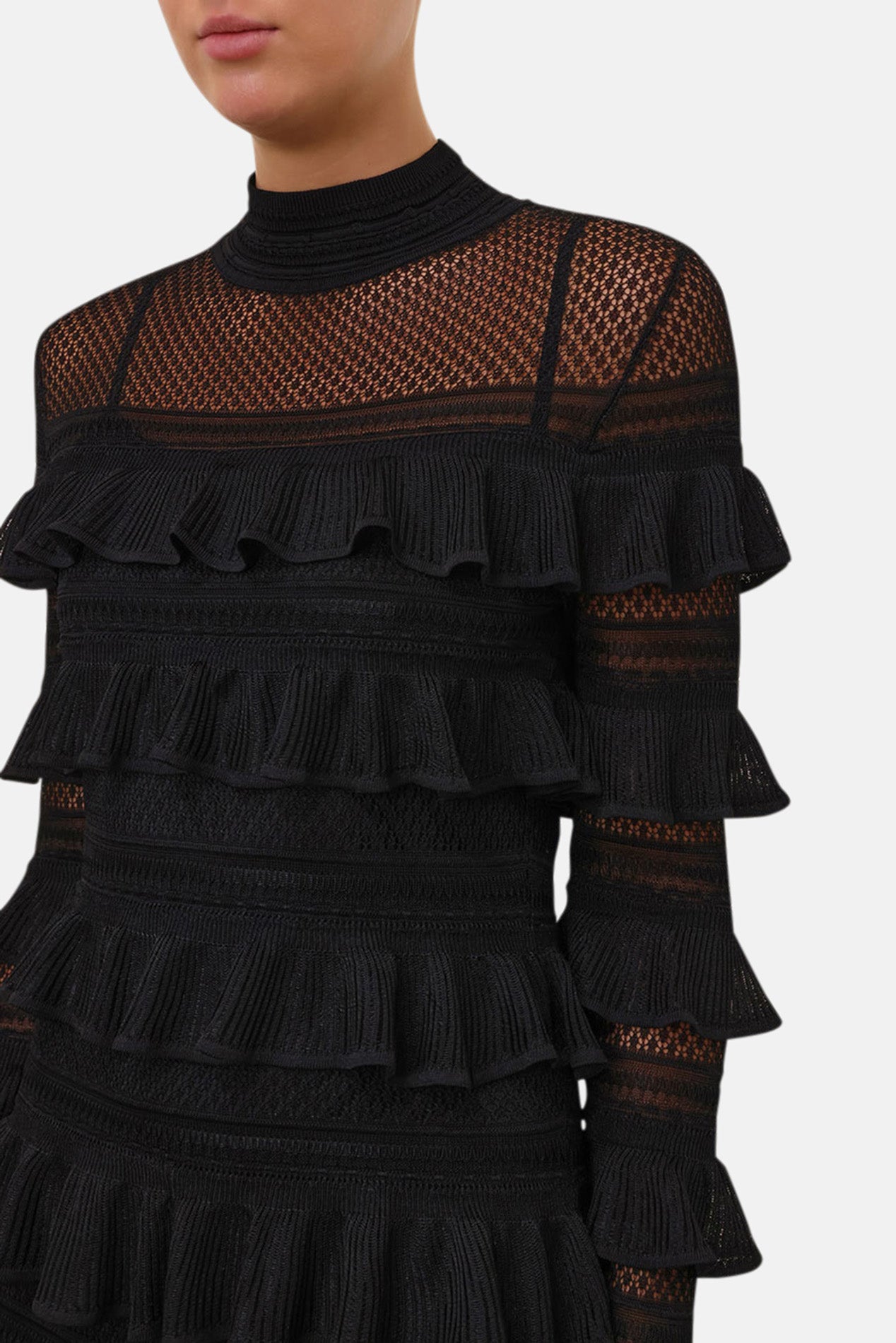 Zimmermann Crush High Neck Frilled Mini Black – blueandcream