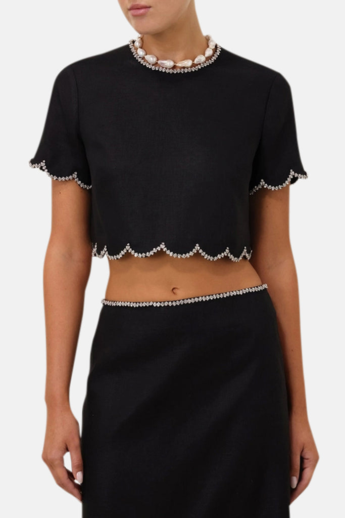 Zimmermann Crush Scalloped Top Black – blueandcream