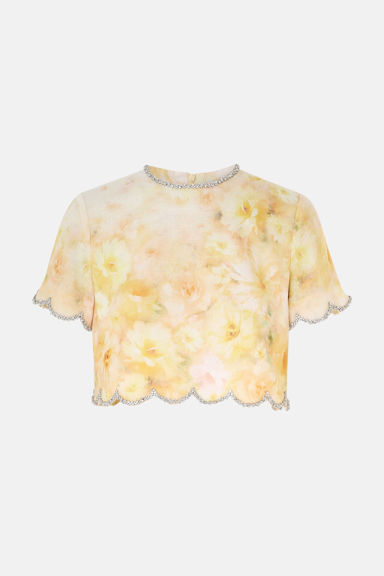 ストリーム花びら柄tops So Sexy La Sirena Floral Wide Neck Knit Top - Yellow / Purple