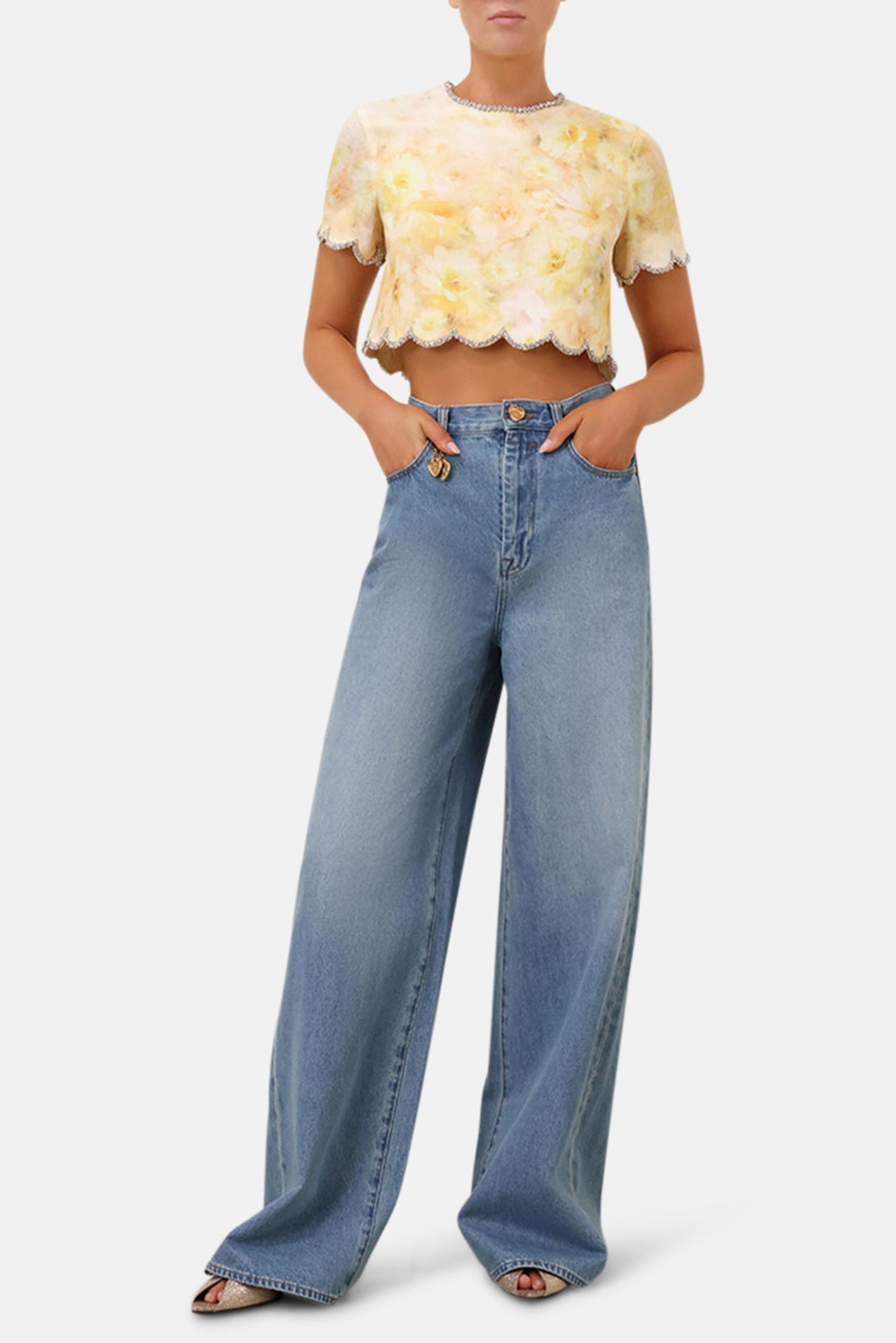 Zimmermann Crush Scalloped Top Yellow Floral – blueandcream