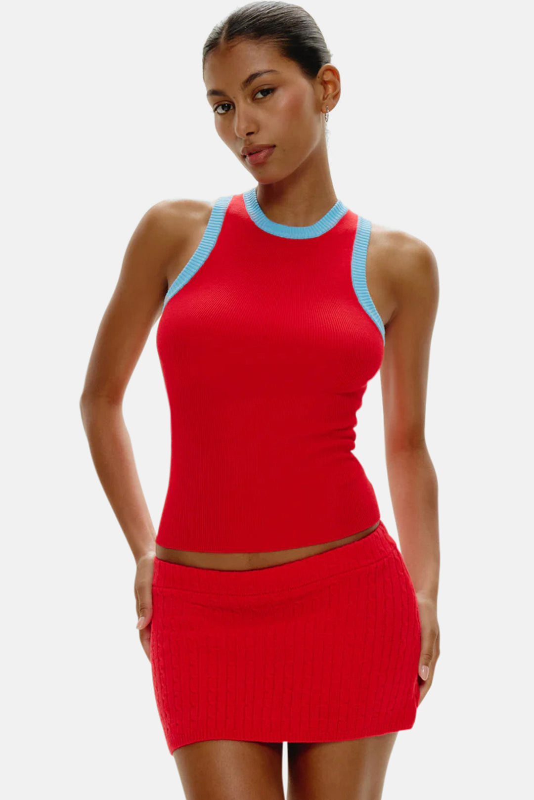 Cuddle Ribbed Knit Tank Cherry