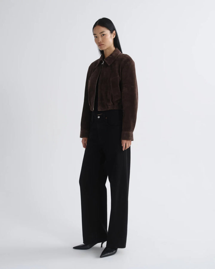 Nahla Cropped Suede Jacket in Root