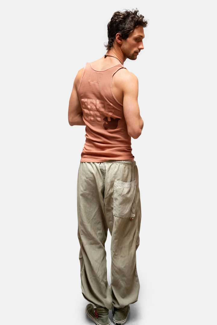 Matte/Satin Loose Drawcord Biggy Pant - Lawrence's Sand