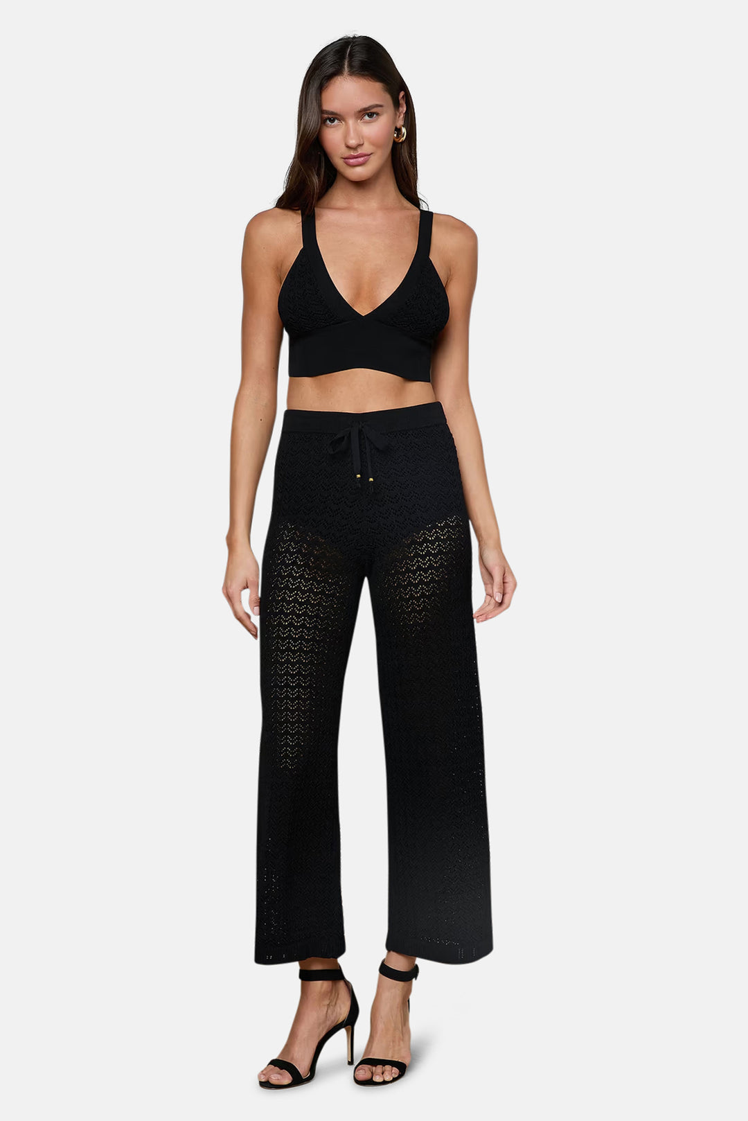 Reverie Pointelle Knit Bralette Black