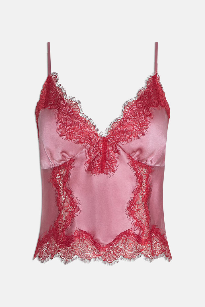 Kimber Silk Lace Camisole Fondant Pink/Chili Pepper