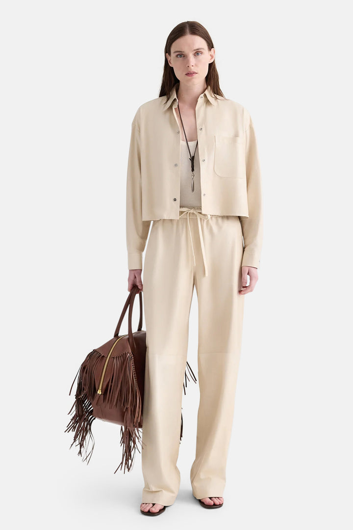 Leather LP Pant in Creme Brulee