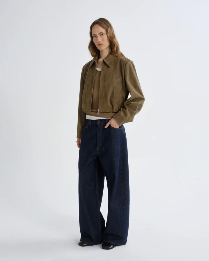 Nahla Cropped Suede Jacket in Canopy
