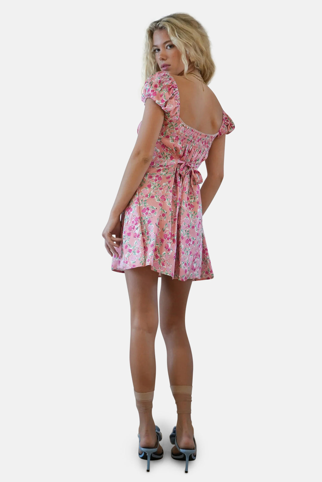 for love and lemons antonia mini dress For Love & Lemons Antonia Linen Floral Mini Dress