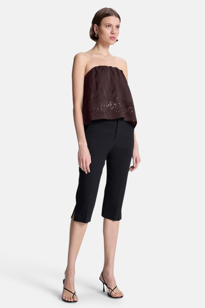 Dalia Strapless Embroidered Top Ganache