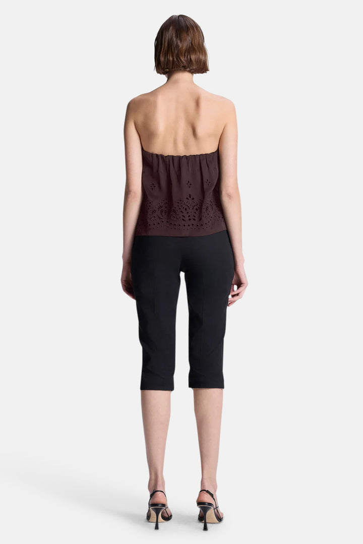 Dalia Strapless Embroidered Top Ganache