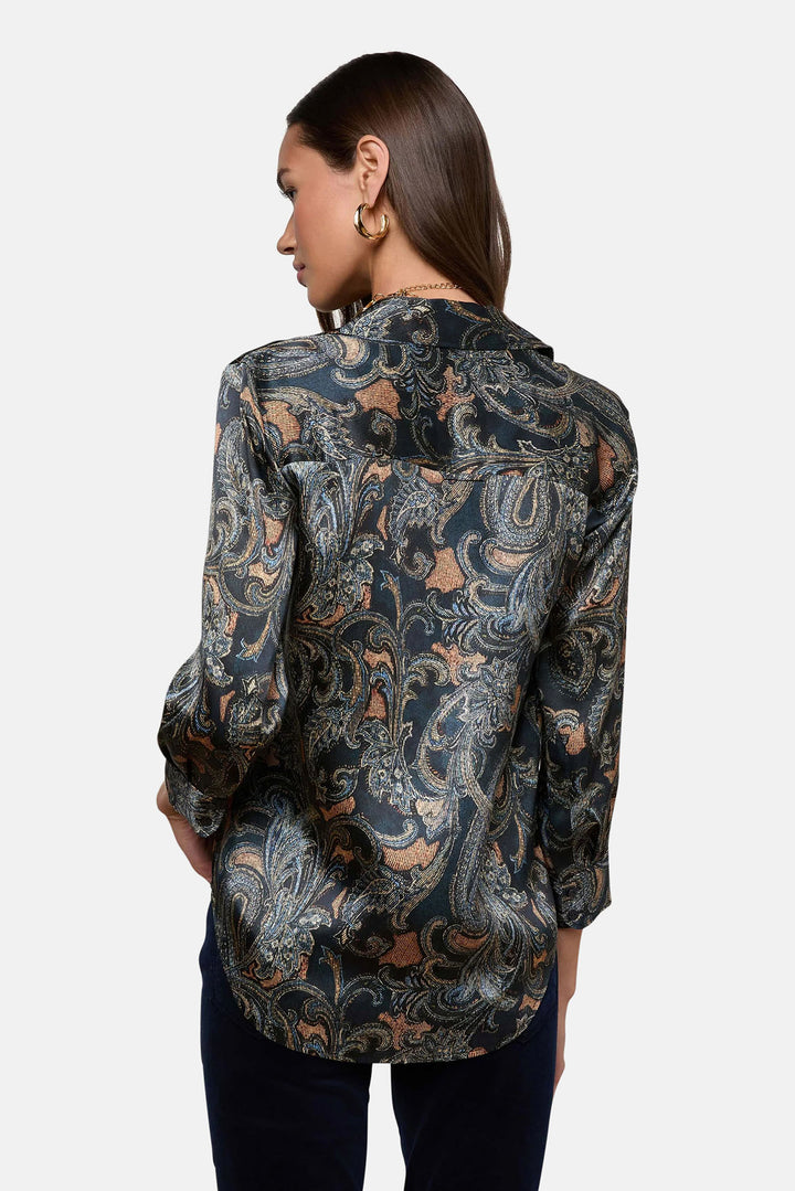 Dani Silk Blouse Midnight Multi Etched Paisley