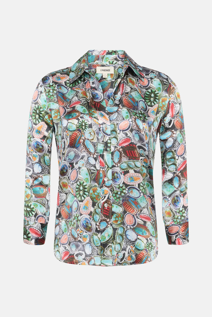 Dani Silk Blouse Multi Mix Turquoise Rings