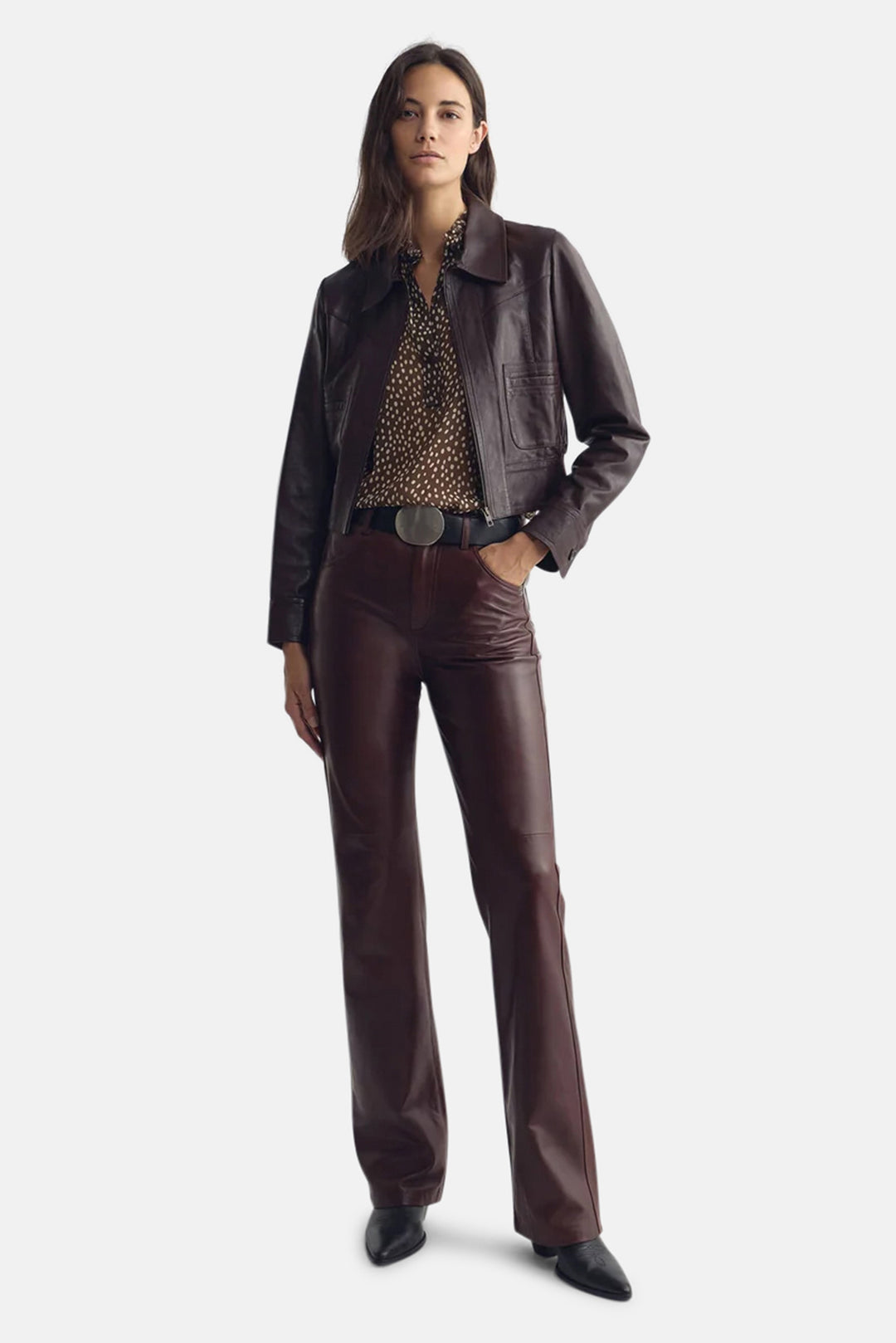 Daniella Silk Top Brown / Cream Wild Dots