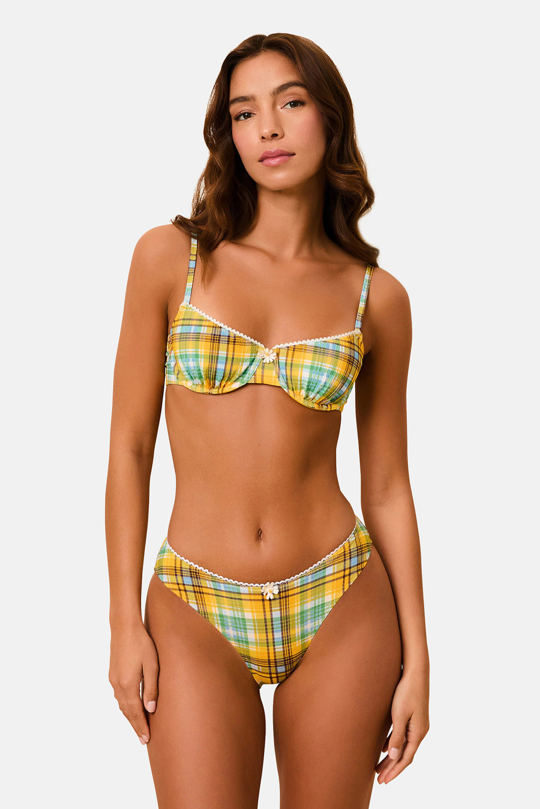 Daphne Bikini Top Seersucker Pineapple Plaid