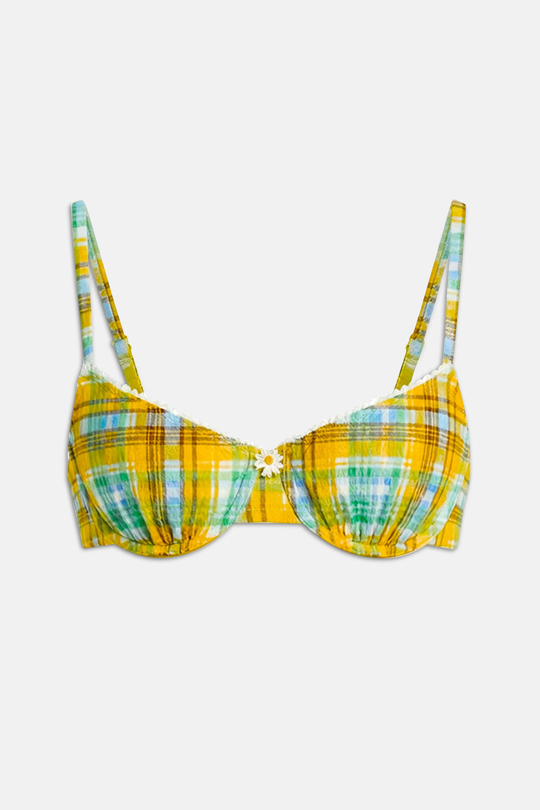 Daphne Bikini Top Seersucker Pineapple Plaid