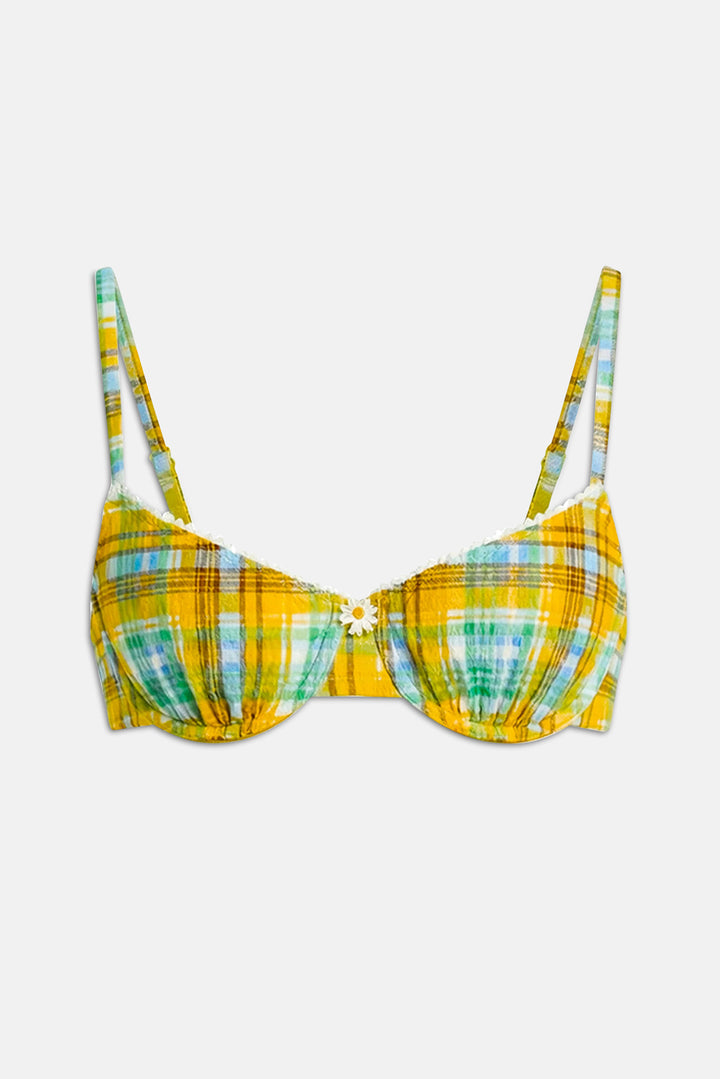 Daphne Bikini Top Seersucker Pineapple Plaid