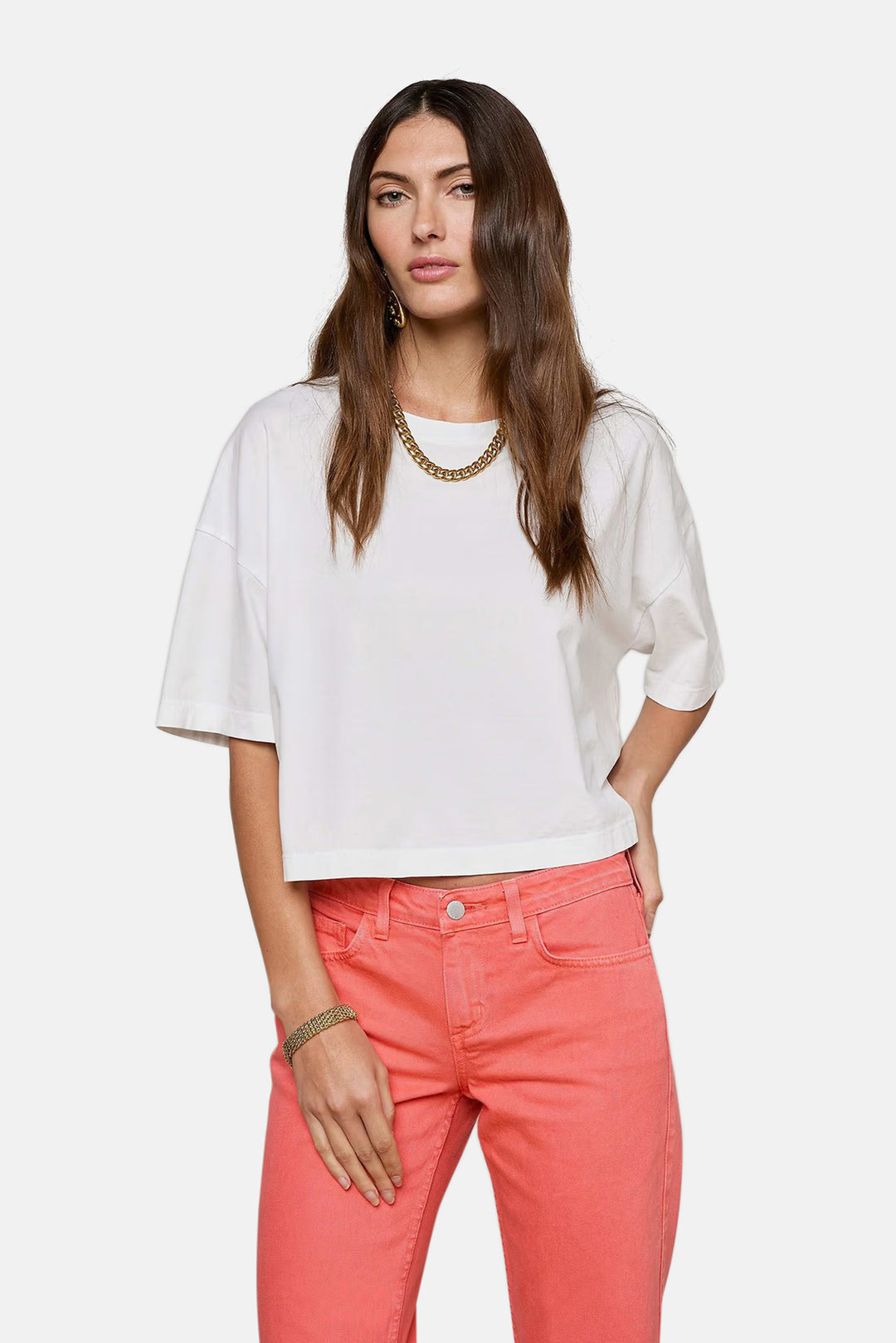 Daria Oversized Cropped Tee White