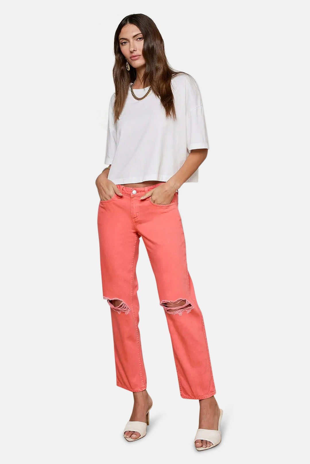 Daria Oversized Cropped Tee White