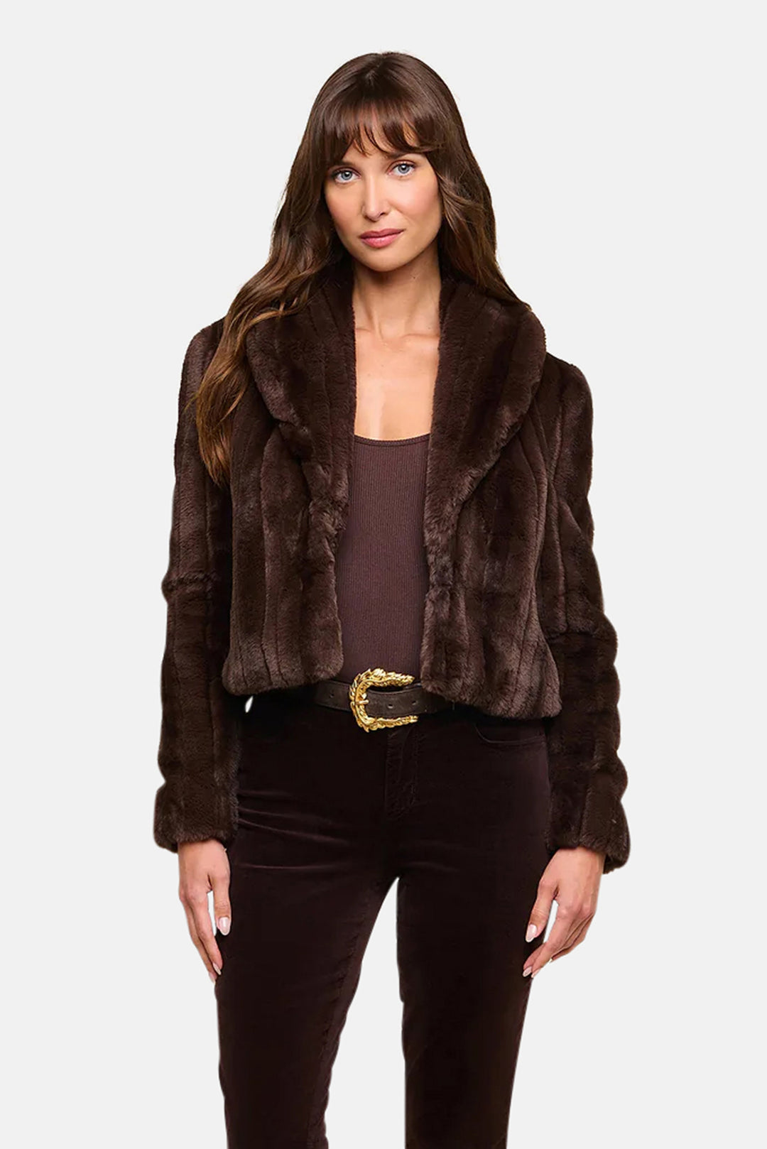 Davy Faux Fur Jacket Dark Java Striped Fur