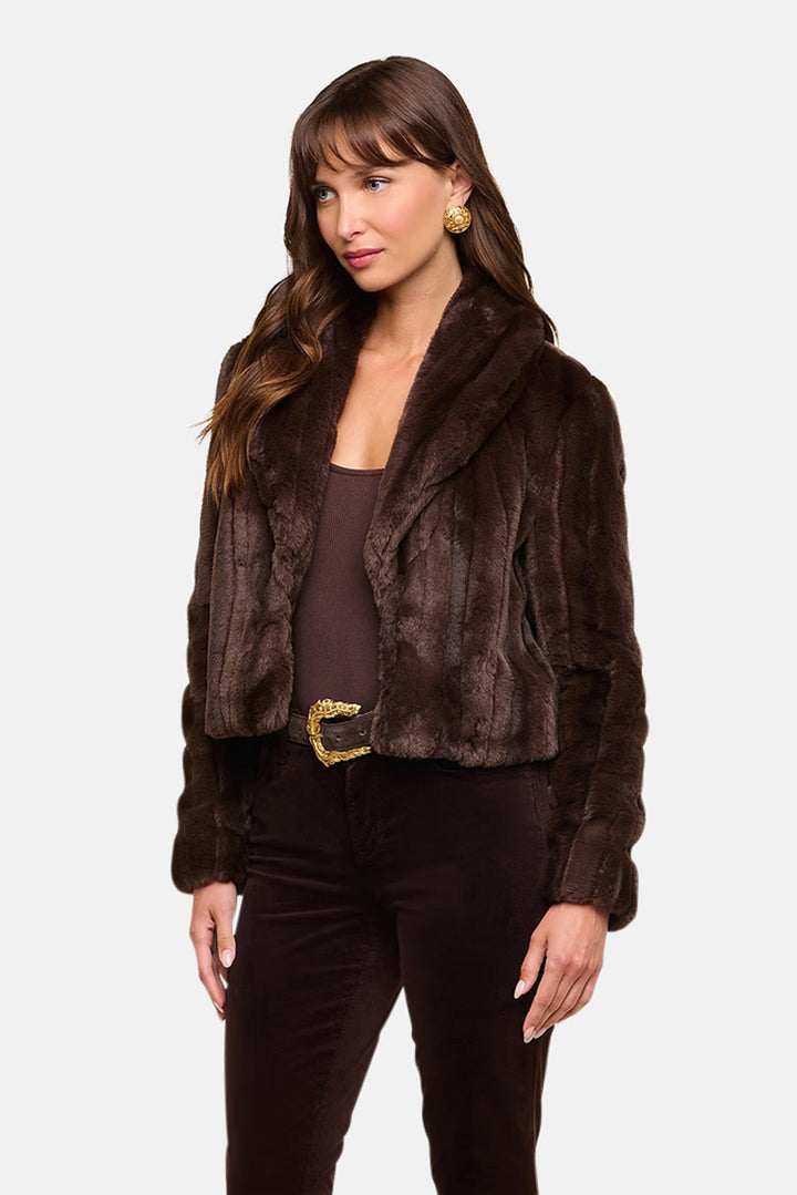 Davy Faux Fur Jacket Dark Java Striped Fur