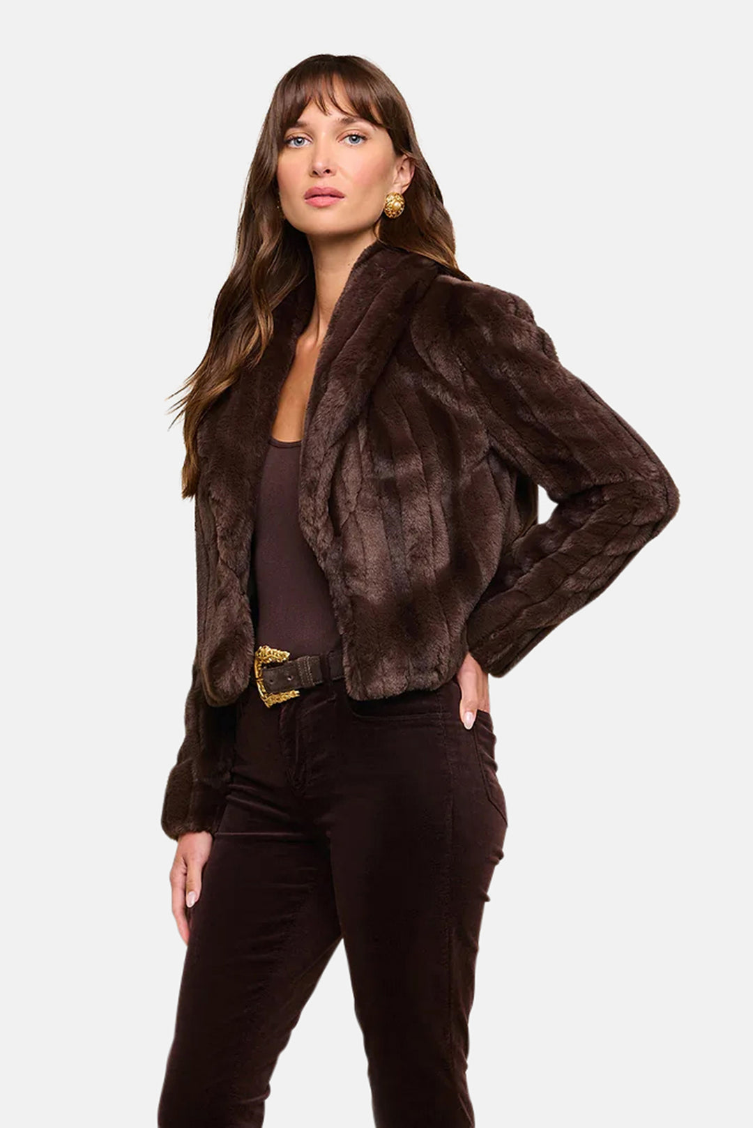Davy Faux Fur Jacket Dark Java Striped Fur