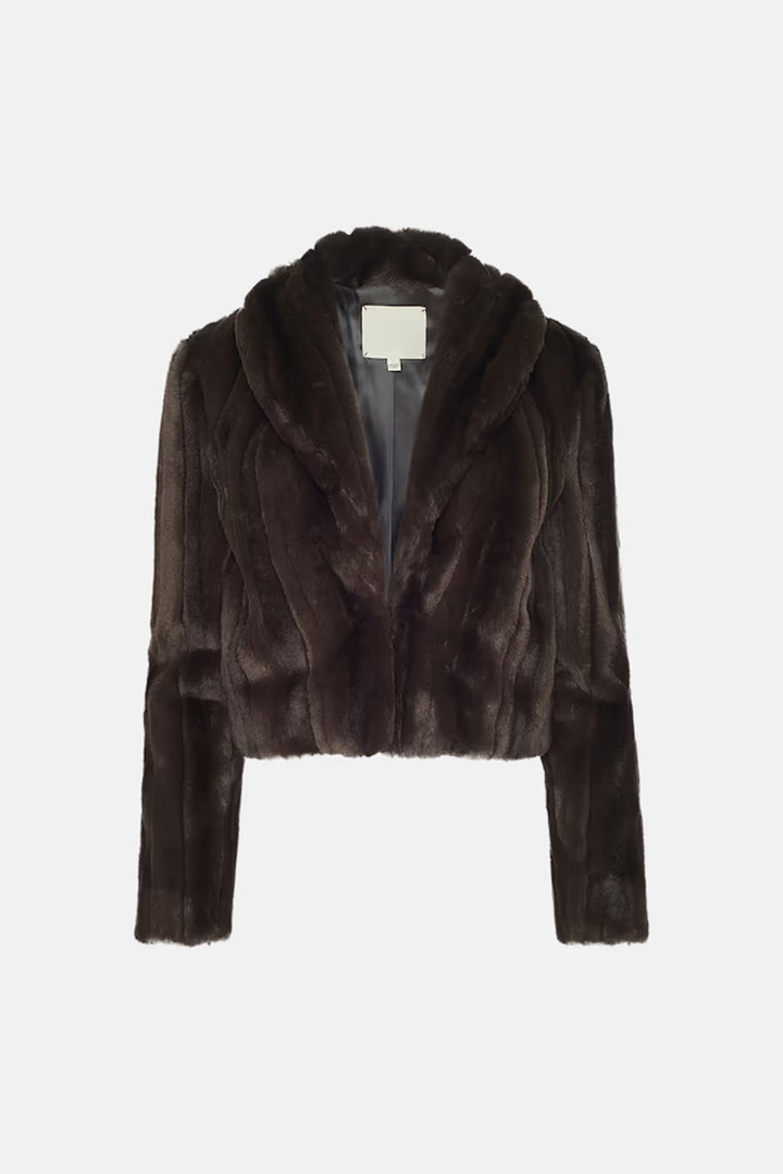 Davy Faux Fur Jacket Dark Java Striped Fur