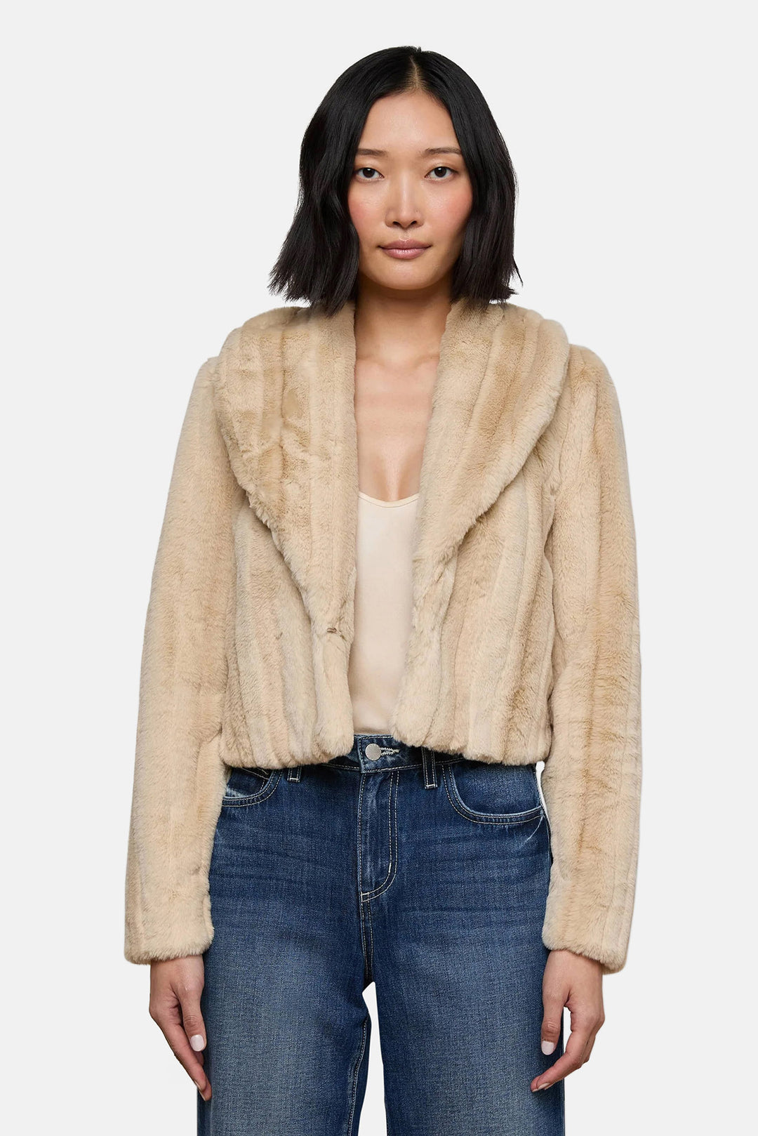 Davy Faux Fur Jacket Latte Striped Fur