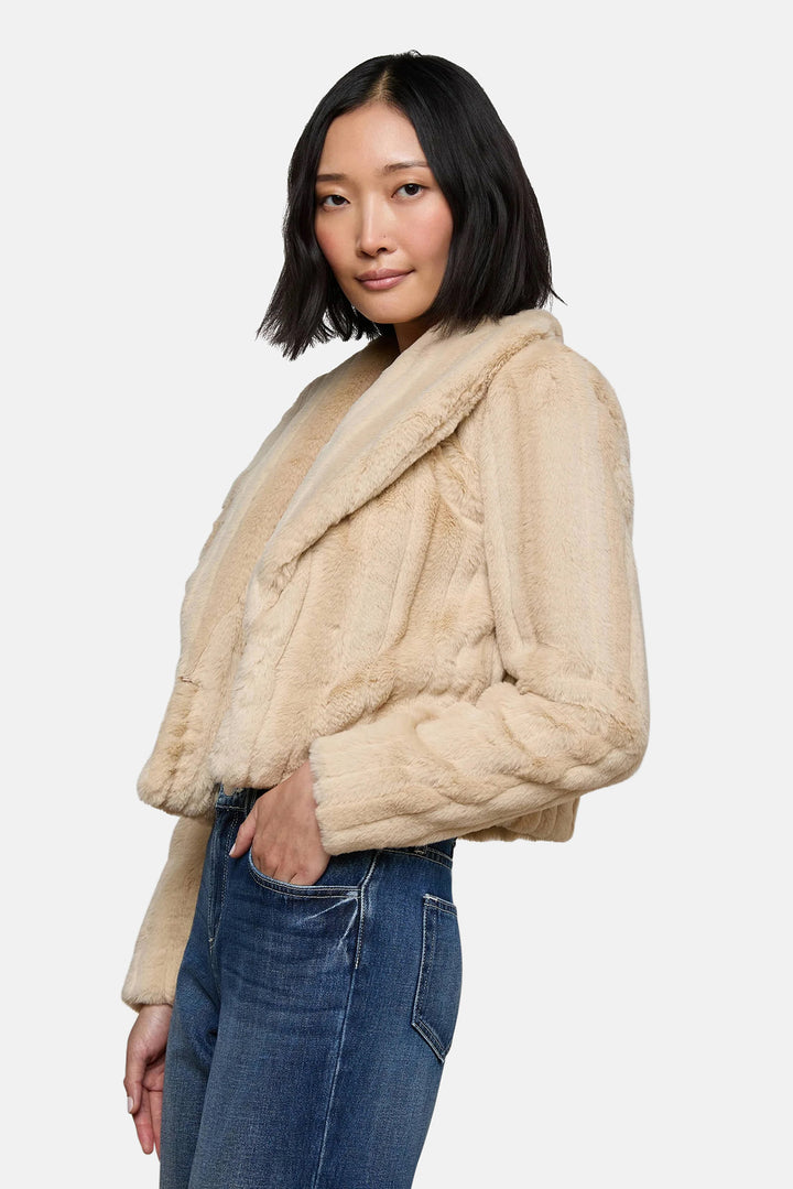 Davy Faux Fur Jacket Latte Striped Fur