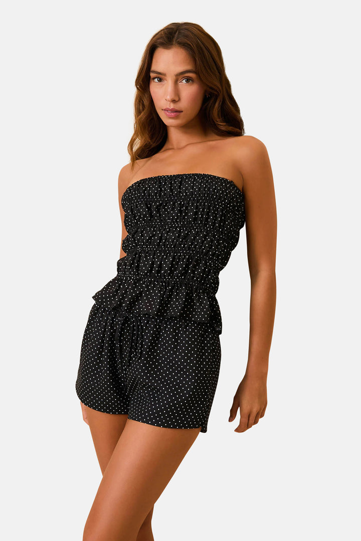 Delilah Convertible Top Luxe Drape Noir / Brule Mini Dot