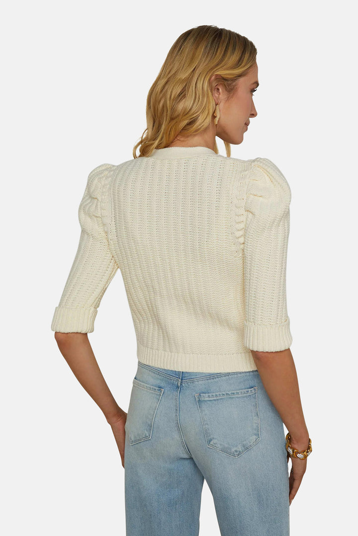Delilah Crop Textured Cardigan Vintage White
