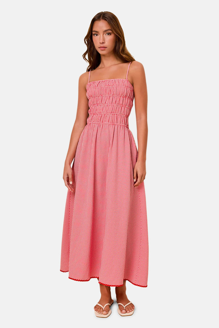 Delta Midi Dress Lipstick Red Gingham