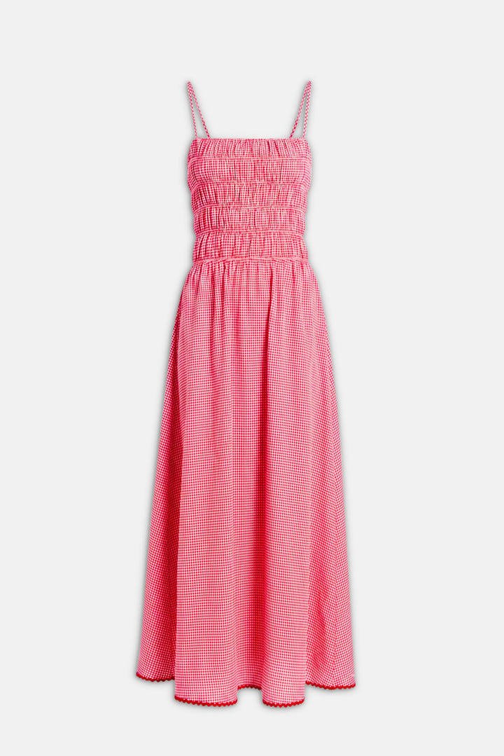 Delta Midi Dress Lipstick Red Gingham
